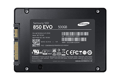 Disco SSD Samsung 500GB 850 EVO parte trasera