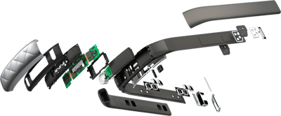 Componentes de la pulsera de actividad y sueño Jawbone UP3