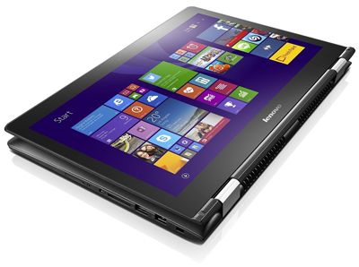 Vista lateral del portátil Lenovo YOGA 500 14ISK plegado