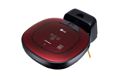 Robot aspirador LG Hombot Square con la base de carga