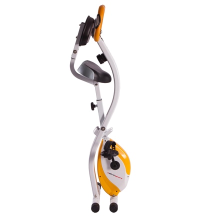 La bicicleta estática Ultrasport F-Bike 200B plegada ocupa muy poco.