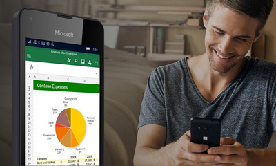 Microsoft Lumia 550 con las aplicaciones de Microsoft Office