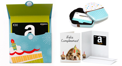 Modelos físicos de la promoción llévate 5€ de regalo en Amazon