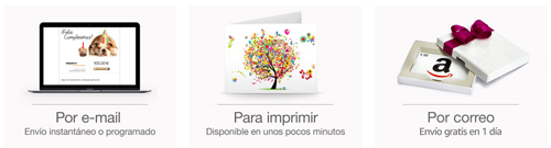 Opciones de envio en la promoción llévate 5€ de regalo en Amazon