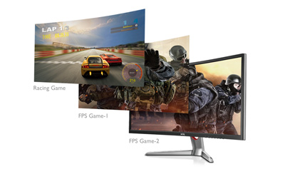 Modos gamers programados en el monitor gaming BenQ XR3501