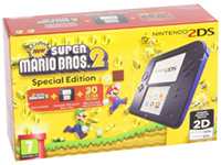 Nintendo 2DS con juego New Super Mario Bros 2 en color Azul