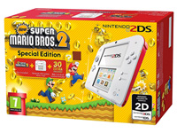 Nintendo 2DS con juego New Super Mario Bros 2 en color Rojo